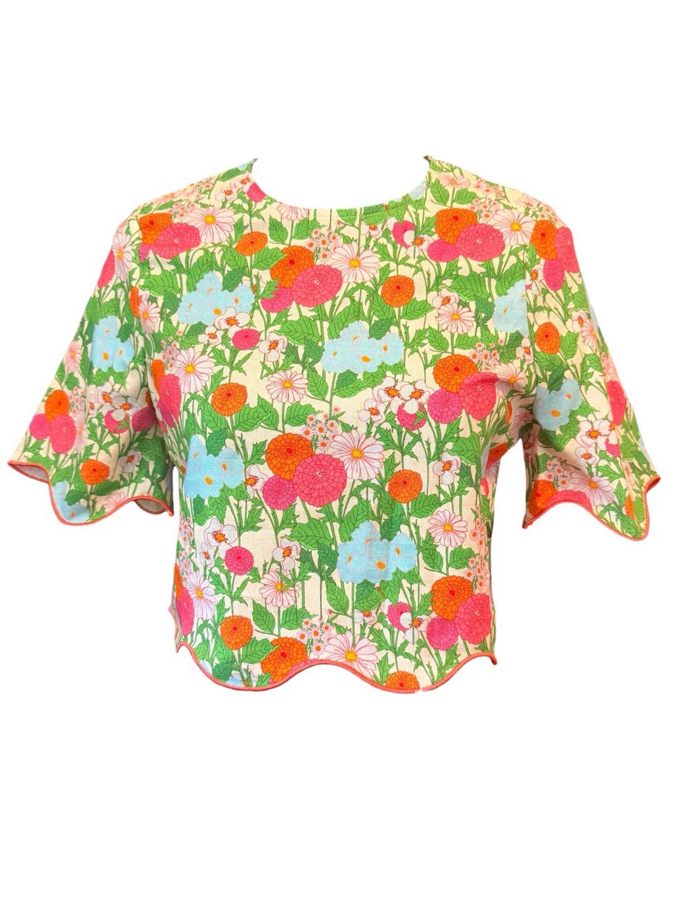 HYACINTH HOUSE Multi Green Begonia Floral Ezra Blouse Size XS NWT